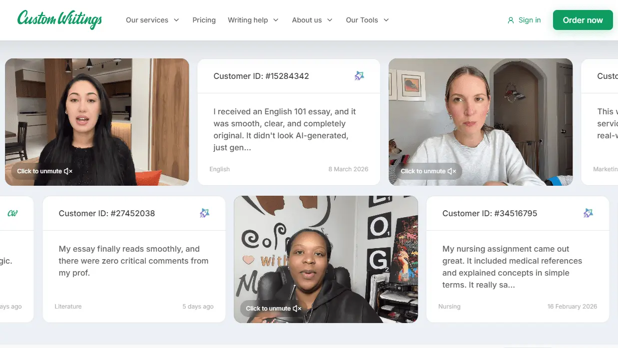 CustomWritings website interface